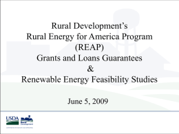 Rural Development Renewable Energy Systems and Energy