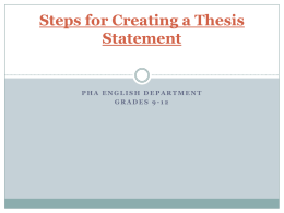 Steps for Creating a Thesis Statement