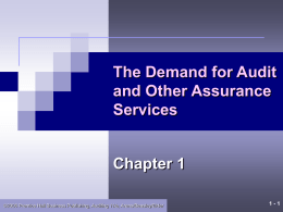 Chapter 1 &ndash; The Demand for Audit and Other Assurance Services