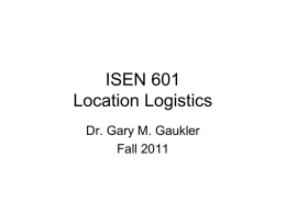 INEN 601 Location Logistics