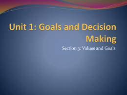 Unit 1: Goals and Decision Making