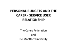 Personal Budgets and the carer