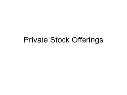 Private Stock Offerings