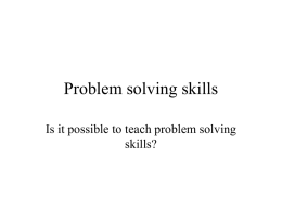 Problem solving skills - Higher Education Academy