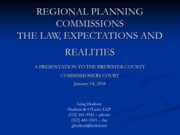 REGIONAL PLANNING COMMISSIONS THE LAW, EXPECTATIONS …