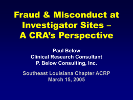 Discovery of Misconduct at Clinical Sites