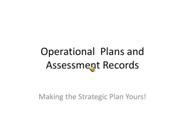 Operational Plans and Assessment Records