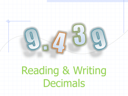 Reading and Writing Decimals