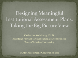 Designing Meaningful Institutional Assessment Plans