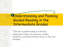 Understanding and Planning Guided Reading in the