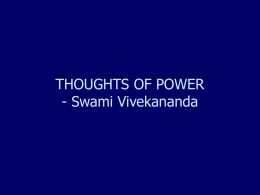 THOUGHTS OF POWER - Sri Ramakrishna Seva Samithi, Bapatla