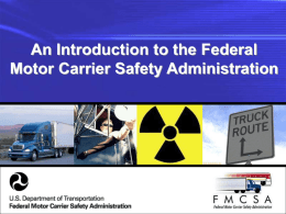 Introduction to the Federal Motor Carrier Safety
