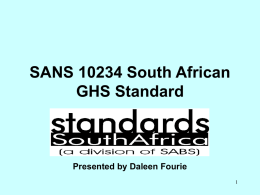 South African GHS-based Standard SANS 10234