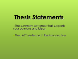 Thesis Statement - Literature Makes Us Talk About Life