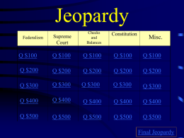 Jeopardy - Mr. Pourchot