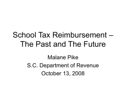 School Tax Reimbursement – The Past and The Future