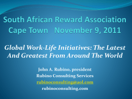 South African Reward Association Conference October 29, 2010