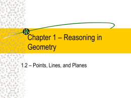 Chapter 1 – Reasoning in Geometry