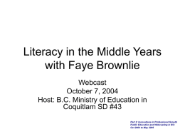 Literacy in the Middle Years with Faye Brownlie