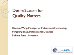Desire2Learn for Quality Matters