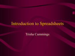 Introduction to Spreadsheets