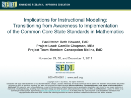 Implications for Instructional Modeling Transitioning from
