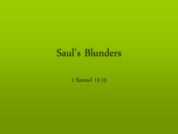 Saul’s Blunders - Hope church of Christ