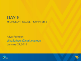 Day 5:MICROSOFT EXCEL – CHAPTER 2