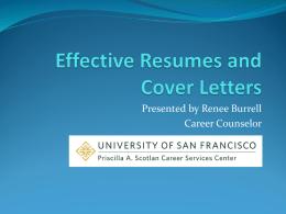 Effective Resumes and Cover Letters