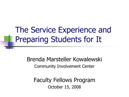 The Service Experience and How You Prepare Students