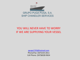 General ship chandlery, all technical stores and supply of