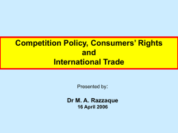 Competition Policy, Consumers' Rights and International Trade