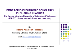 EMBRACING ELECTRONIC SCHOLARLY PUBLISHING IN …