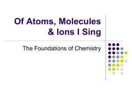 Of Atoms, Molecules & Ions I Sing