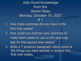 Jolly Good Knowledge from the Seven Seas Monday, October