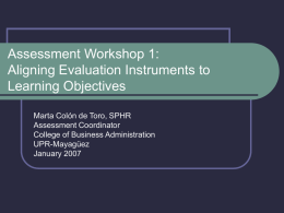 Assessment Workshop: Aligning Exams to Course Learning