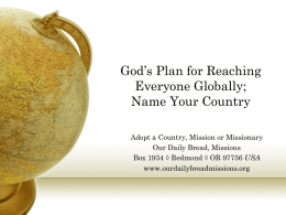 Name of Your Country - Our Daily Bread, Missions