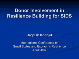 Donor Involvement in Resilience Building for SIDS