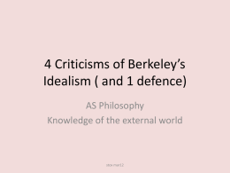 Criticisms of Berkeley’s Idealism