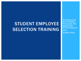 Student Employee selection Training