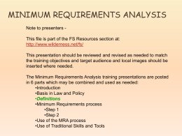 Minimum Requirements Analysis Definitions