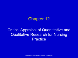 Chapter 12 Critiquing Nursing Studies