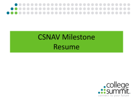 CSNAV Milestone Senior Year Plan