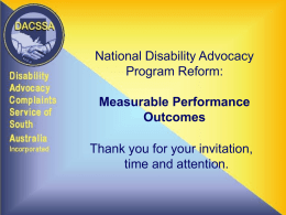 National Disability Advocacy Program Reform: Better