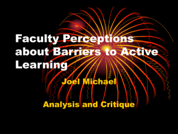 Faculty Perceptions about Barriers to Active Learning