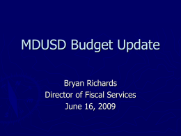 MDUSD Budget Update 6/16/2009
