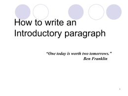 How to write Introductory paragraphs
