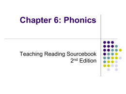 Chapter 4 Teaching Phonics, High Frequency Words, and
