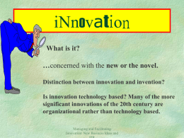 Management of Innovation Some Important Issues