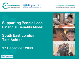 Local Financial Benefits Modelling SERIG